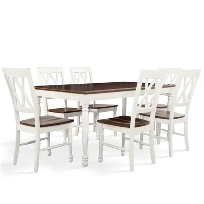 Crosley Furniture Shelby 7 Piece Wood Extendable Dining Set in Distressed White - Image 1 of 3