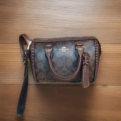 Coach Pepper Women's Satchel Bag, Small - C7226 (Black/Brown) - Image 1 of 4