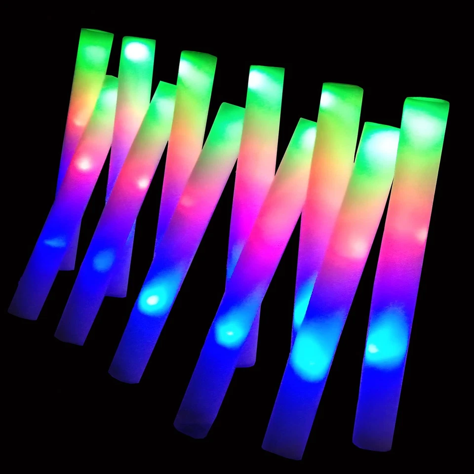 Foam Glow Sticks Bulk 100 Pack,3 Modes Flashing LED Light Sticks Glow in The ... - Image 1 of 4