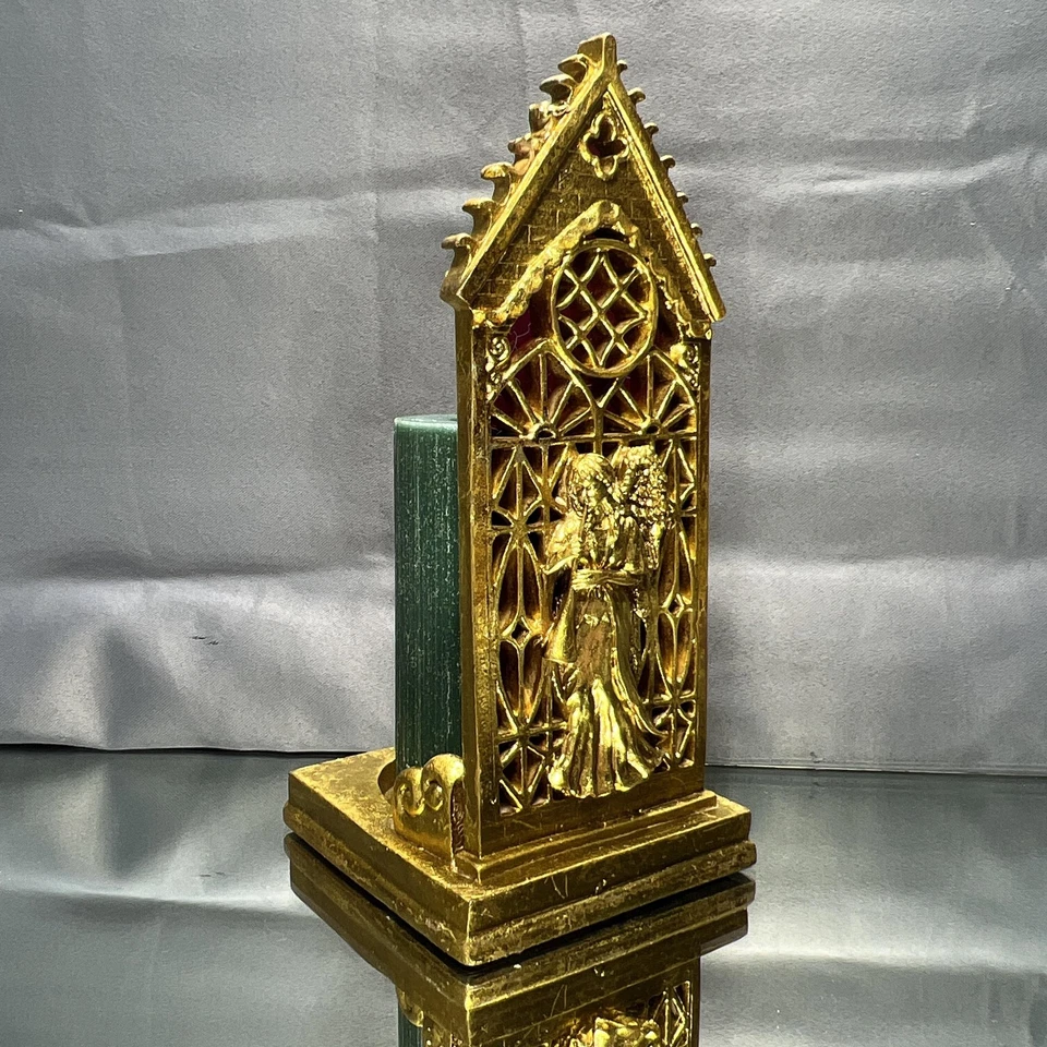 Candelabro votivo ventana catedral ángel vitral tono dorado Navidad Foto 1 de 4