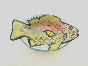 MACKENZIE-CHILDS CERAMIC HAND PAINTED FISH TRINKET TRAY,DISH,NEW - Picture 1 of 2