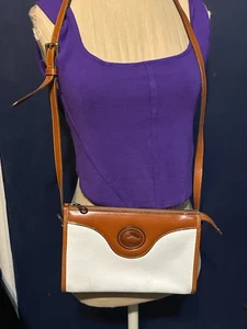 Dooney & Bourke Vintage White Brown  Leather Messenger Crossbody Bag USA - Picture 1 of 7