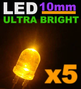 506/5# LED 10mm Jaune 1/2w ultra puissante 5 pcs - Imagen 1 de 1