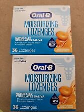 2 Pack Oral B Moisturizing Lozenges Stimulates Saliva Orange Cream Sugar Free 36