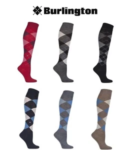 Burlington Womens Argyle Marylebone Wool Knee High Socks Various Colours- 1 Pair - Picture 1 of 10