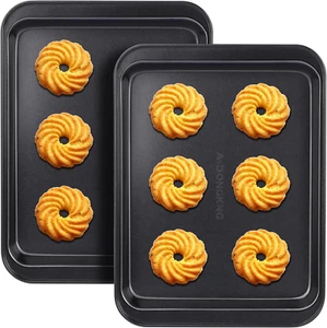 Kleine Plätzchenbleche Backformen Antihaftbeschichtet Kohlenstoffstahl Backbleche 2er Pack 9,5 x - Bild 1 von 12