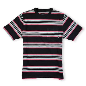 VANS Kids T-Shirt Short Sleeve Crew Neck Front Pocket Striped Black Size Large - Picture 1 of 12