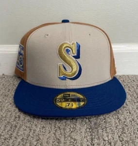 Seattle Mariners Hat Brown Tan Blue 40th Anniversary Patch New Era Size 7 3/4 - Picture 1 of 3