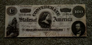 LRGE "CONFEDERATE FACSIMILE $100" 'Bill' History of Gervais (4.00" x 10.00") New - Picture 1 of 3