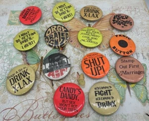 Vintage Hoyle Pins Buttons Lot Hippie Free Love Era Anti Pollution - Picture 1 of 5
