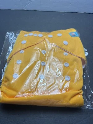 ALVA Baby Cloth Reusable Diaper~Small 11”L 4”W~Yellow Adjustable Pocket - Image 1 of 4