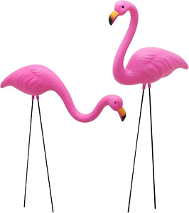Pink Flamingo Yard Ornament Stakes Mini Lawn Plasti Statue for Outdoor,  Set of 