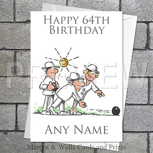 Bowls birthday card. 5x7 inches. Grandad. Grandma. Personalised, plus envelope. - Picture 1 of 6