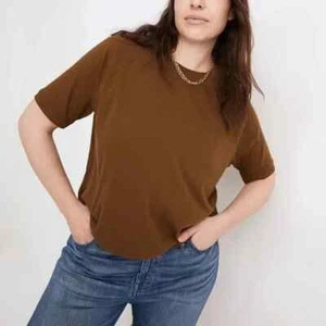 Madewell Womens Short Sleeve Soft fade Cotton Raglan Tee weathered olive Sz S - Picture 1 of 7