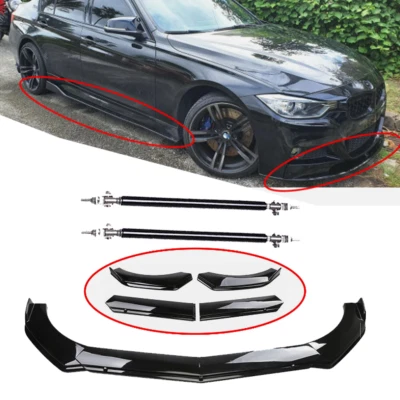For BMW 320i 328i 330i Front Bumper Lip Splitter Spoiler +Strut Rods Bar Rods Foto 1 de 4