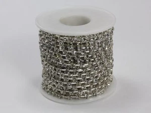 3mm SS12 Silver Quality Rhinestone Cup Chain - 1 Roll - Picture 1 of 3