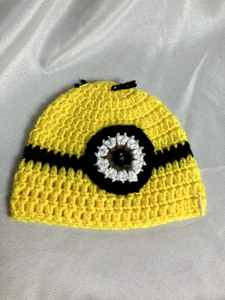 3T Sized Handmade Yellow Cyclops Knitted Acrylic Unisex Beanie - Picture 1 of 5