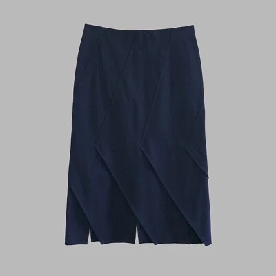 COS Navy Layered Panel Jersey Skirt | Size XS - Image 1 of 4