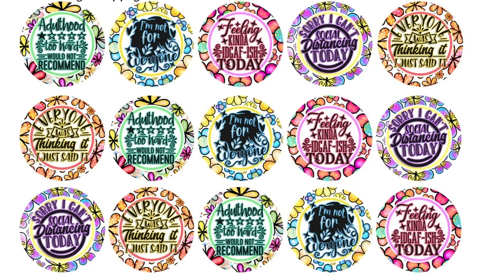 Imagens de tampa de garrafa, imagens de colar, imagens de círculo de 1 em, pré-cortadas, idade adulta - Imagem 1 de 1