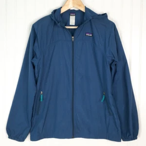 Patagonia Boys Windbreaker Jacket Navy Blue Hooded Pockets Long Sleeves XL - Picture 1 of 3