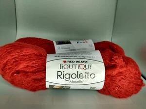 2 skeins Red Heart Boutique Rigoletto Ruby Metallic Scarf Yarn 2 oz wool blend - Picture 1 of 2