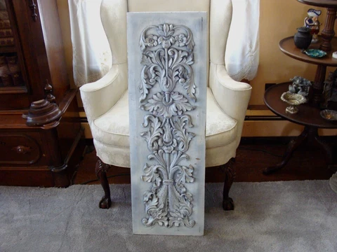 Vintage Hand Carved Look FAUX Wood  Panel Architectural Salvage White Washed Cover