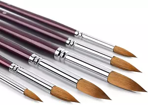 Kolinsky Aquarell Pinsel Set Reiner Kolinsky Sand Haar spitz rund Kunst - Bild 1 von 12