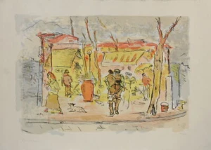 Lithography Lithographie Litografia a Colori NATALI Renato "Chiosco" cm 66x45 - Foto 1 di 1
