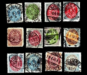 Denmark 1882-1901. 12 stamps up to 100 Ore. Used HV $120+ - Picture 1 of 1