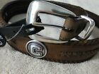Brown Genuine Leather Braided Belt With University Of Conecticut Conchos 30R