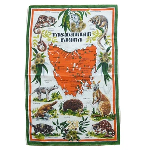 Toalla de té de cocina Tasmania fauna animales nativos lino puro Australia nueva - Imagen 1 de 8