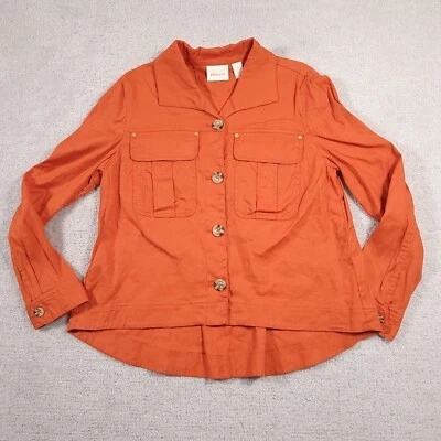 Chicos Jacket Women's Size 0 US Small Orange Linen Button Front Collared  - Image 1 of 4