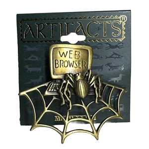 Vintage JJ Jonette ARTEFAKTE goldfarben 1986 Web Browser Brosche neuwertig auf Karte - Bild 1 von 3