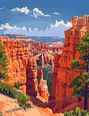 Bryce Canyon National Park Utah Red Rock Spires Hoodoos Giclée impresión artística 8,5X11 Foto 1 de 2