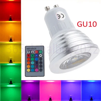1-10X RGB GU10 LED Light Bulbs Spotlight Colour Changing Down Light 4W W/ Remote - Image 1 of 4