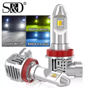 2X H11 H8 Three Colors LED Fog Light Bulbs White Lemon Blue Switchback DRL Lamp - Picture 1 of 9
