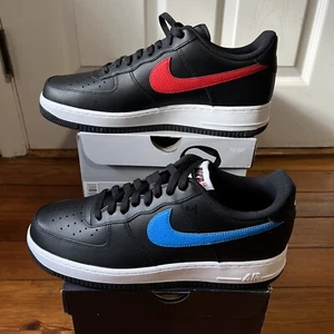 Nike Air Force 1 '07 Mismatch Swooshes  Black Blue Red CT2816-001 New Tried On - Picture 1 of 10