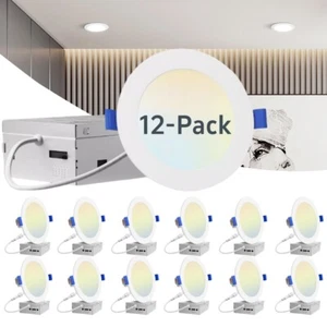 6 inch 12W 5CCT Ultra-Thin Baffle Recessed Lighting, Dimmable Canless Downlight - Picture 1 of 30
