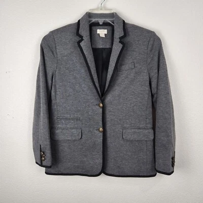 J Crew Factory 女式双扣学生外套混色灰色 2 码黑色装饰 — 第 1/4 张图片