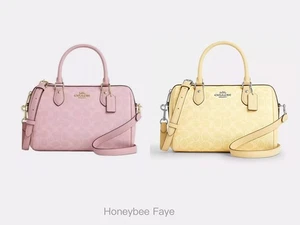 NWT Coach Rowan Satchel Bag In Signature Canvas CV961 POWDER PINK - Picture 1 of 28