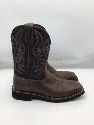 Botas de Trabajo Justin Originales Cuero Marrón Puntera Cuadrada Resistentes al Aceite AC1010 - 9D Foto 1 de 4