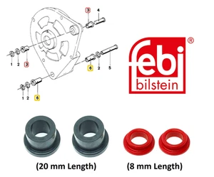 Febi Black Rubber Alternator Mounting Bushing Set 2 X 8mm 2 X 20mm 1967-91 BMW - Picture 1 of 2