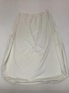 Shadow Line Half Slip Women’s M 28” Long White Nylon Lace Trim Split Sides USA - Picture 1 of 13