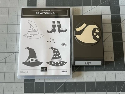 Stampin' Up! Conjunto de selos Bewitching (NOVO) e soco construtor de chapéu de bruxa (usado) - Imagem 1 de 3
