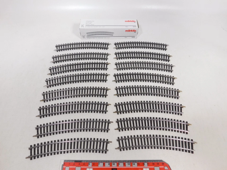 DP57-1# 16x Märklin H0 AC 2232 Track Piece K-Track Curved Very Good +1x Box - Image 1 of 4