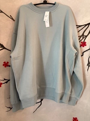 TOPMAN 圆领抓绒运动衫中号淡蓝色棉混纺休闲版型 — 第 1/4 张图片