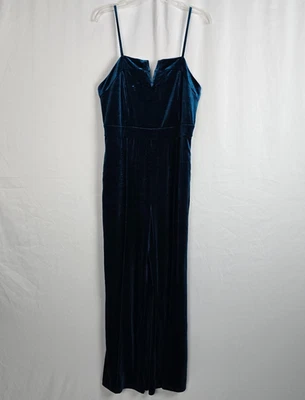 Mono de terciopelo verde esmeralda para mujer L sin mangas correa de espagueti cremallera trasera Foto 1 de 4