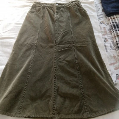 Maxi Falda Pana Eddie Bauer Town & Country 10 Verde Ejército Y2K Academia Línea A Foto 1 de 4