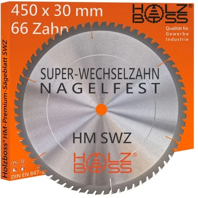 Holzboss ® HM-Kreis-Sägeblatt SWZ 450 x 30 mm Nagelfest  66 x Super-Wechsel-Zahn - Bild 1 von 4