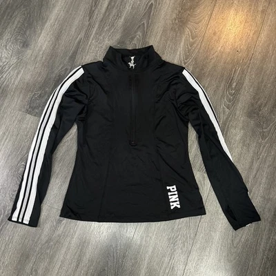 Top para mujer PINK by VICTORIA'S SECRET 1/2 cremallera cuello falso negro y gris talla grande Foto 1 de 4